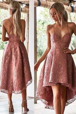 Two Sisters The Label Marilyn Lace High-Low Dress in Mauve, Size 8